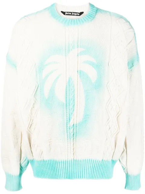 Palm Angels logo-print knitted sweatshirt White PMHE007S23KNI0040340