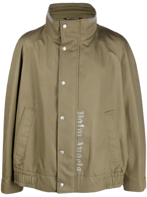 Palm Angels logo-print bomber jacket Green PMEH015S23FAB0025672