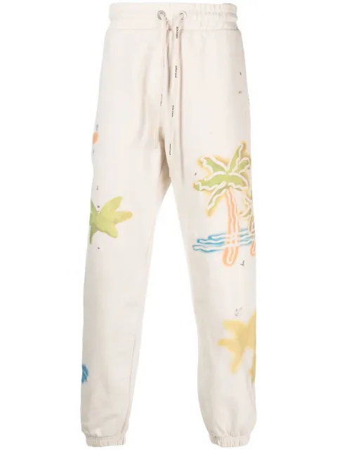 Palm Angels Palm Neon-print track pants White PMCH011S23FLE0070384
