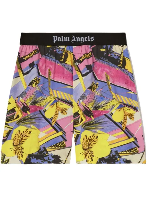 Palm Angels Miami floral-print deck shorts Pink PMCB044S23FAB0028484
