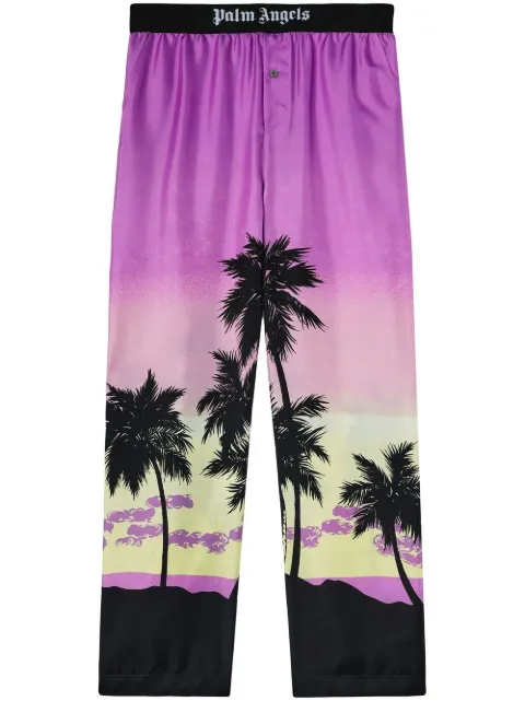 Palm Angels sunset-print straight trousers Purple PMCA111S23FAB0023710