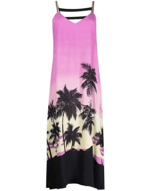 Palm Angels sunset-print midi dress Purple PWDJ001S23FAB0043710
