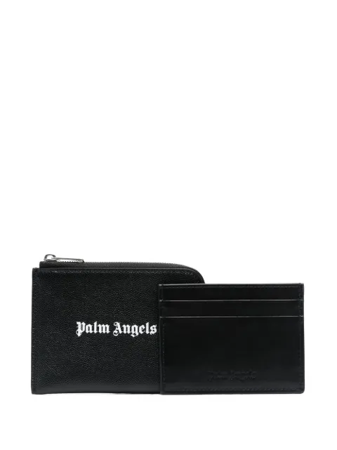 Palm Angels logo-print zip-fastening wallet Black PMND010S23LEA0031001