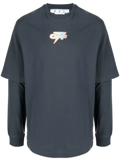 Off-White Degradé Thund Skate layered T-shirt Blue OMAB068F22JER0024641