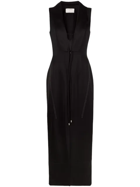 V:PM ATELIER Dario V-neck midi dress Black WS18B