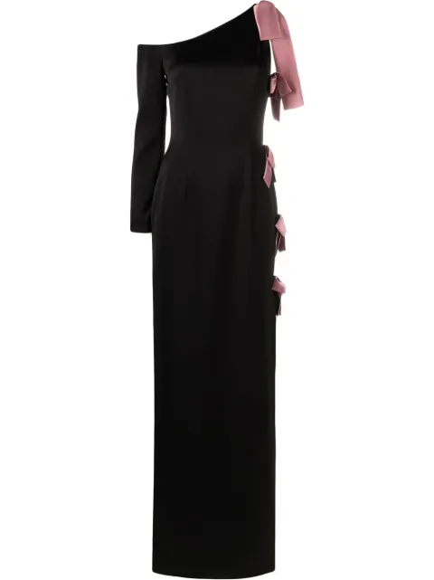 V:PM ATELIER Sadie bow-embellished gown Black WS21PB