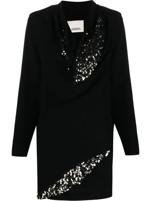 ISABEL MARANT Lazeli sequin-embellished long-sleeve dress Black RO0068FAA1J29I