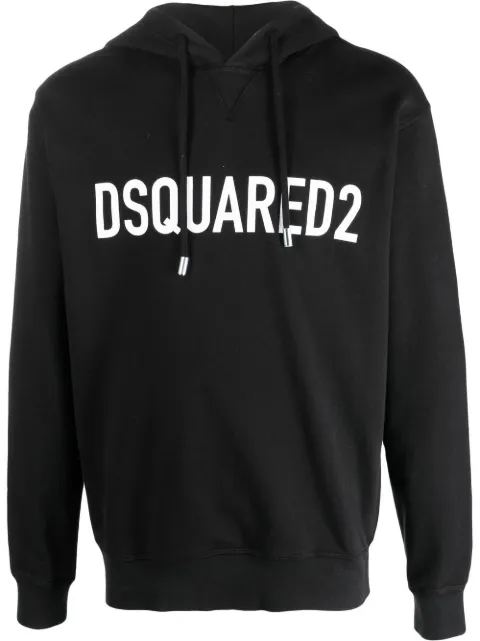 DSQUARED2 logo-print cotton hoodie Black S74GU0664S25538