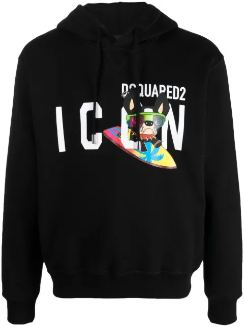 DSQUARED2 logo-print drawstring hoodie Black S79GU0095S25516