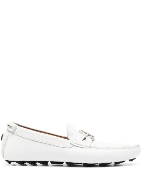 Philipp Plein logo moccasin loafers White PACSMSB0662PLE010N