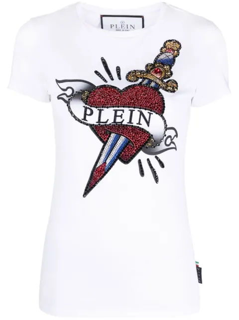 Philipp Plein embellished-logo detail T-shirt White PACCWTK2788PJY002N