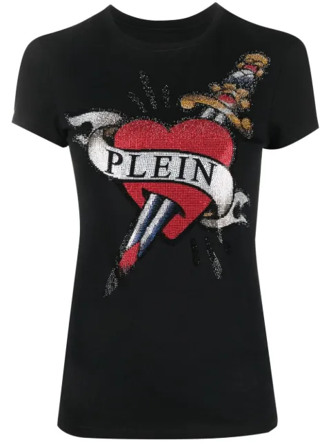 Philipp Plein crystal-embellished logo T-shirt Black PACCWTK2848PJY002N