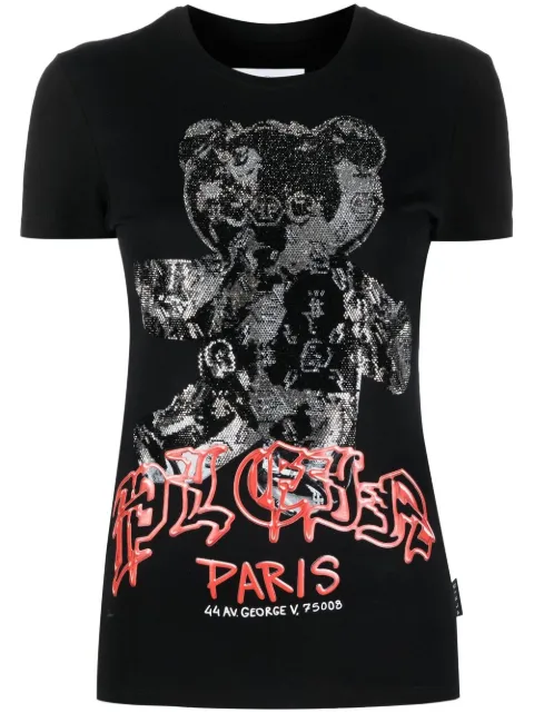 Philipp Plein crystal-embellishment print T-shirt Black PACCWTK2854PJY002N