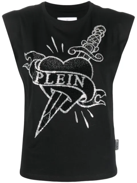 Philipp Plein crystal-embellished logo tank top Black PACCWTK2870PJY002N
