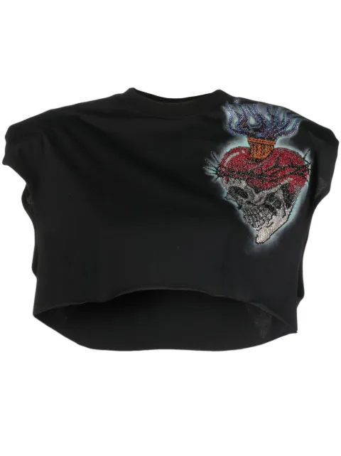 Philipp Plein Love Tattoo cropped T-shirt Black PACCWTK2961PJY002N