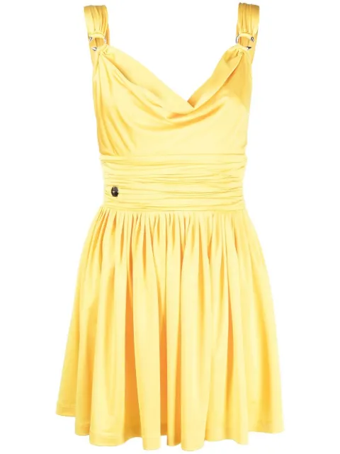Philipp Plein gathered waist mini dress Yellow PACCWRG2633PJY002N