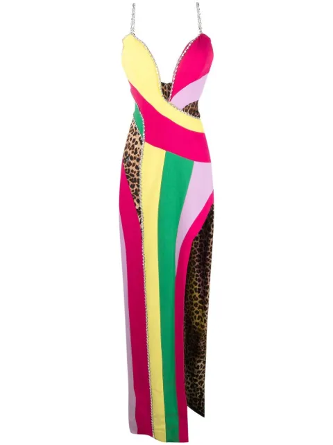 Philipp Plein rainbow-patchwork long dress Pink PACCWRG2567PTE003N