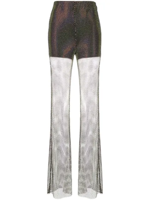 ROTATE BIRGER CHRISTENSEN crystal-embellished sheer trousers Black RT2243
