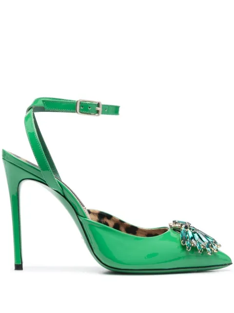 Philipp Plein vernice 110mm crystal-embellished pumps Green PACSWSA0620PLE077N