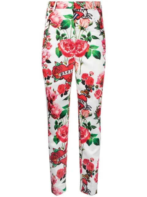 Philipp Plein floral-print trousers White PACCWRT1356PTE003N