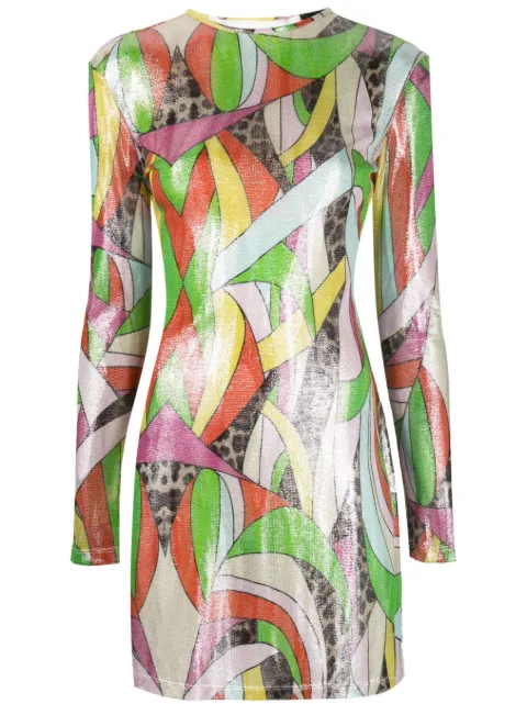 Philipp Plein mix-print knitted minidress Green PACCWKG0377PKN002N