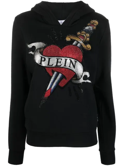 Philipp Plein crystal-embellished logo hoodie Black PACCWJB1664PJO002N