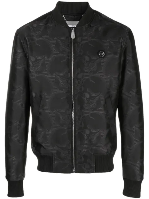 Philipp Plein graphic-print acetate bomber jacket Black PACCMRB2232PTE003N