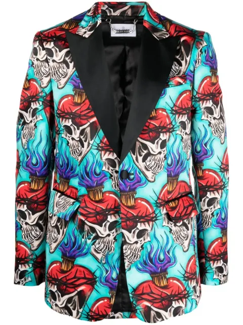 Philipp Plein skull-print blazer Blue PACCMRF1661PTE003N