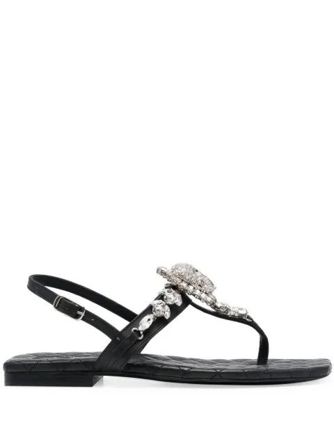 Philipp Plein crystal-skull leather sandals Black PACSWSA0608PLE075N