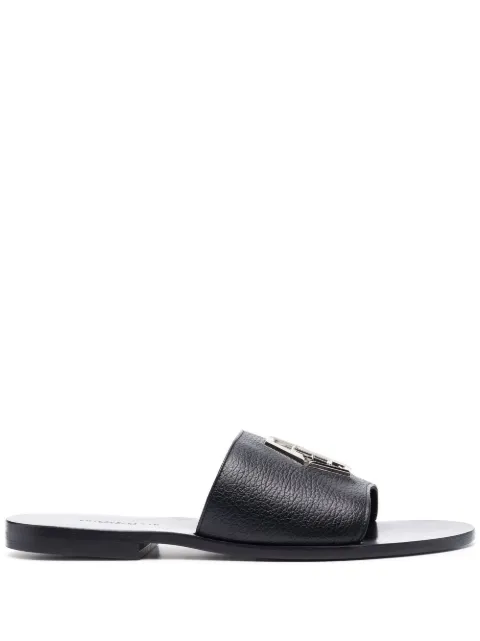 Philipp Plein logo-skull flat sandals Black PACSMSA0203PLE010N