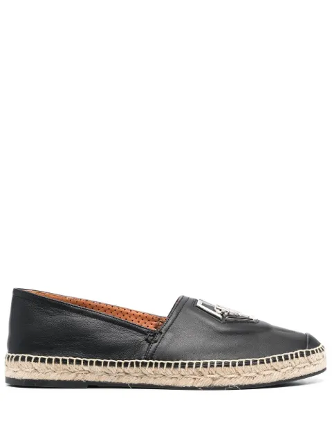 Philipp Plein logo-plaque leather espadrilles Black PACSMSB0697PLE075N