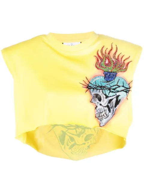 Philipp Plein Love Tattoo cropped T-shirt Yellow PACCWTK2961PJY002N