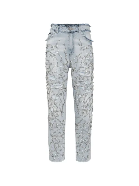 Philipp Plein crystal-embellished mom-fit jeans Blue PACCWDT2296PDE004N