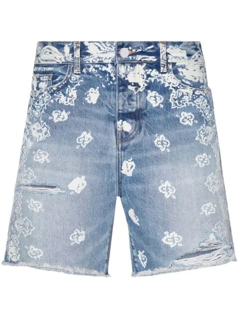 AMIRI bleach bandana-print denim-shorts Blue PF22MDF007