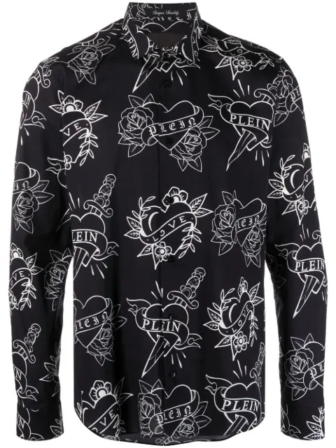 Philipp Plein logo-print shirt Black PACCMRP1965PTE003N
