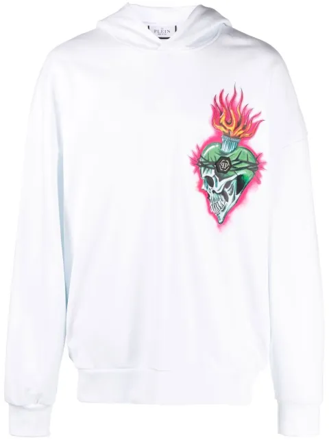 Philipp Plein Love Tattoo long-sleeve hoodie White PACCMJB2960PJO002N