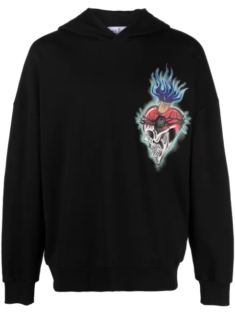 Philipp Plein Love graphic-print hoodie Black PACCMJB2960PJO002N