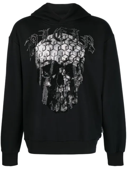 Philipp Plein graphic-print pullover hoodie Black PACCMJB3010PJO002N