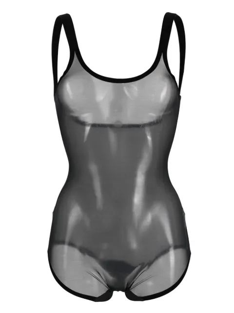 Wolford tulle mesh shape wear bodysuit Black 4W3003