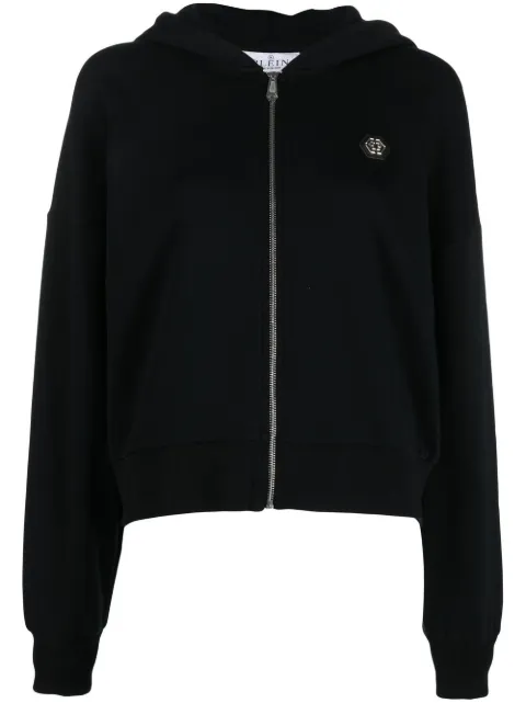 Philipp Plein skull-embellished zip-up hoodie Black PACCWJB1650PJO002N