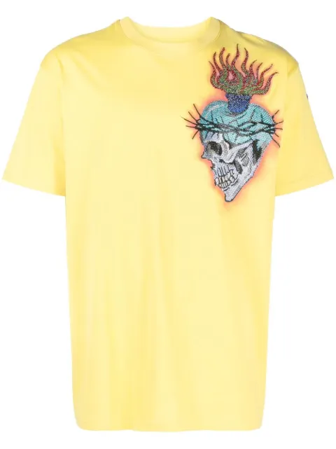 Philipp Plein tattoo-print detail T-shirt Yellow PACCMTK6301PJY002N