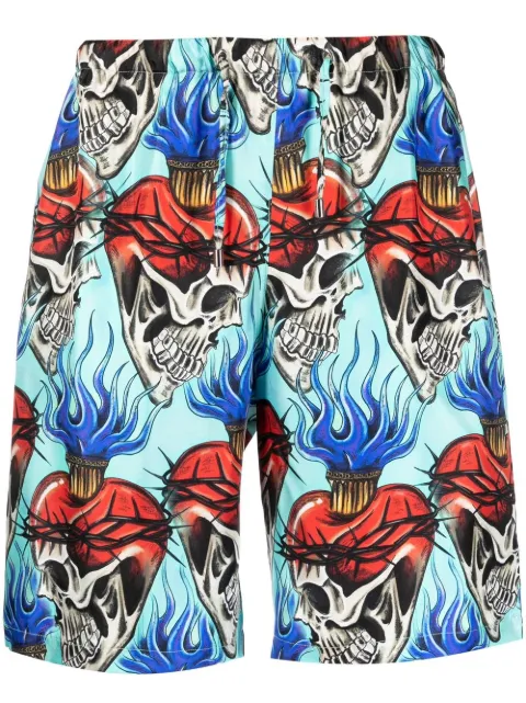 Philipp Plein Love Tattoo silk shorts Blue PACCMRT1250PTE028N