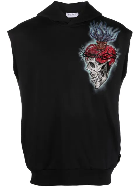 Philipp Plein Love Tattoo sleeveless hoodie Black PACCMJB2985PJO002N