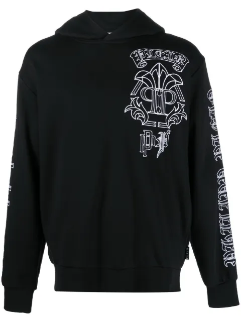 Philipp Plein skull-print logo-embroidered hoodie Black PACCMJB3011PJO002N