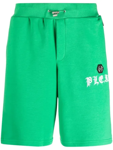 Philipp Plein 'Gothic' logo-plaque track shorts Green PACCMJT2124PJO002N