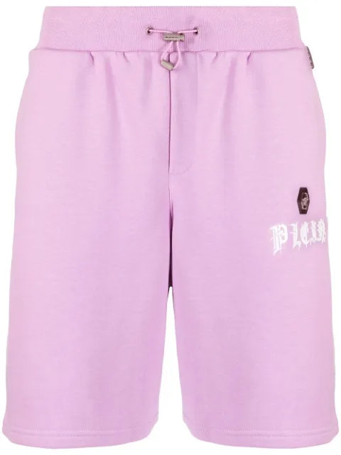 Philipp Plein 'Gothic' logo-plaque track shorts Purple PACCMJT2124PJO002N