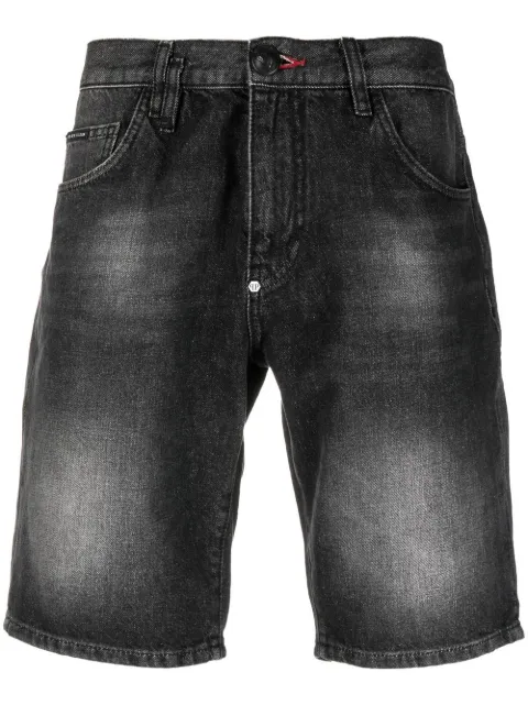 Philipp Plein washed denim shorts Black PACCMDT3602PDE004N