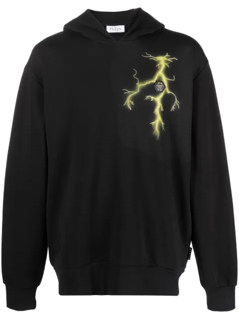 Philipp Plein gothic-print rhinestone-embellished hoodie Black PACCMJB2936PJO002N