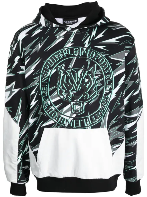 Plein Sport lightning-print color-block hoodie Black PACCMJB3018SNY003N