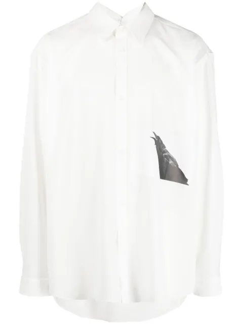 Yuiki Shimoji crow-print shirt jacket White WHITELONGSLEEVESHIRTJACKETPRINT